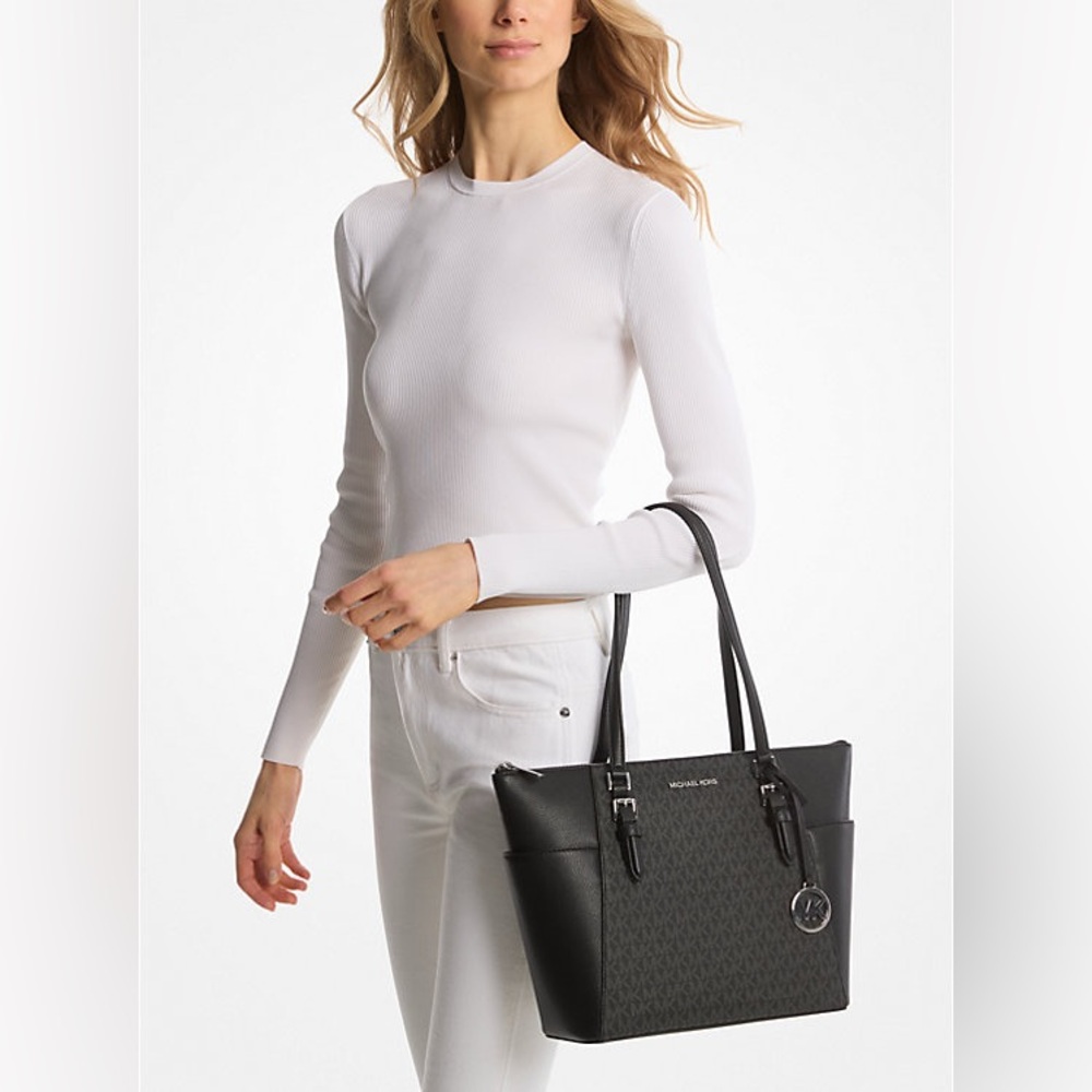 NWT - Michael Kors Charlotte Logo and Leather Tote Bag - Large - Picture 3 of 7